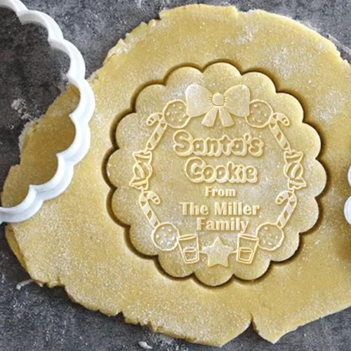 Miniatura 4 de Cortadores de galletas de Navidad personalizados 2023 con sello de galletas de Feliz Navidad para hornear, cortadores de galletas de azúcar