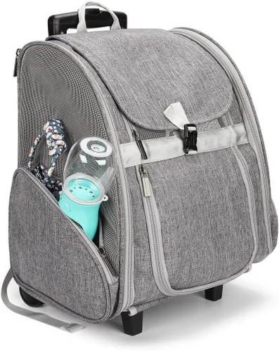 Miniatura 7 de Lollimeow - Transportadora rodante para mascotas, mochila con ruedas para perros, gatos, cachorros, bolsa de viaje con ruedas, carrito para perros