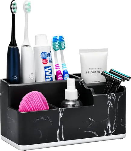 VITVITI Portacepillos de dientes para baño, organizador de baño, encimera de baño, 5 compartimentos, accesorios de baño, almacenamiento para pasta