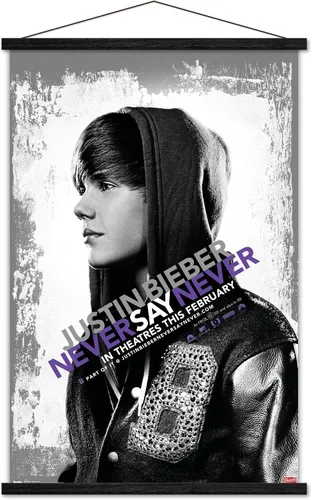 Miniatura 7 de Trends International Justin Bieber - Póster de pared con texto en inglés "Never Say Never Say Never", 14.725 x 22.375 pulgadas, versión enmarcada