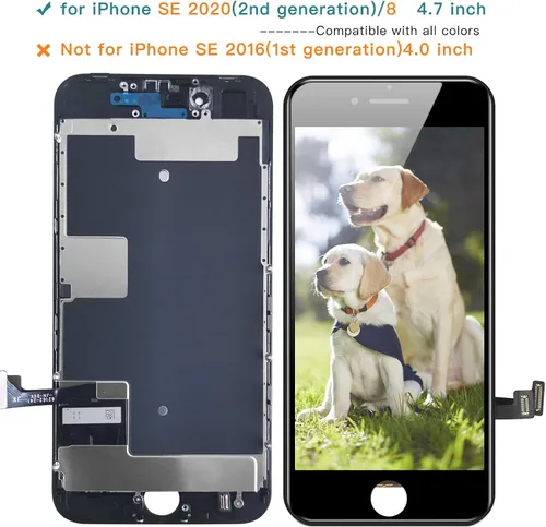 Miniatura 2 de Para iPhone 8/SE 2020 [2ª generación] Reemplazo de pantalla negro de 4.7 pulgadas, pantalla LCD Bsz4uov digitalizador de pantalla táctil, adhesivo
