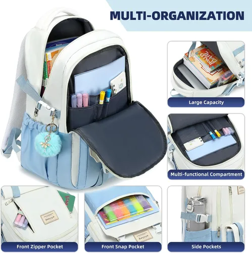 Miniatura 3 de Caoroky knight Mochila de viaje para laptop para mujeres y niñas, mochila de escuela primaria y secundaria, mochilas universitarias, mochila Azul