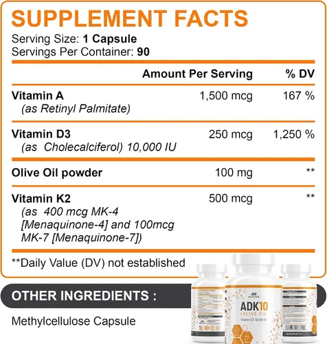 Miniatura 5 de Suplemento vitamínico ADK 5 + suplemento vitamínico ADK 10