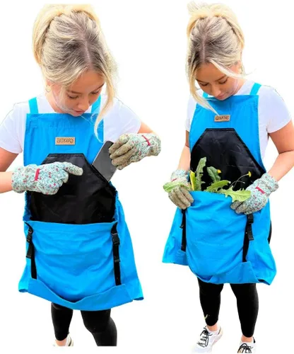 Grampa's Garden - Delantal de jardinería con espalda cruzada con bolsillos para mujeres y hombres | Delantal de cosecha con bolsa de canguro grande