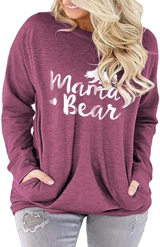 Miniatura 2 de ROSRISS Camisetas de manga larga para mujer, talla grande, estilo casual, con bolsillos