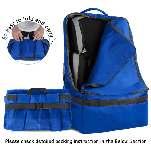 Miniatura 7 de YOREPEK Bolsa de viaje para asiento de automóvil, mochila acolchada para asientos de automóvil para viajes aéreos, bolsa de viaje resistente
