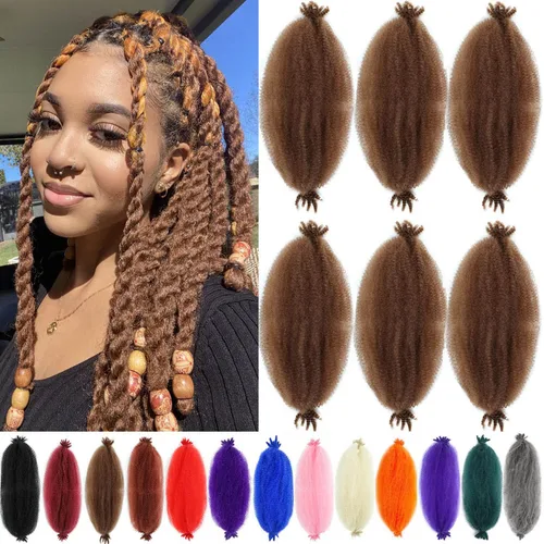 Miniatura 18 de Cabello afro trenzado elástico de 24 pulgadas 3 paquetes Cabello afro trenzado elástico Cabello afro para trenzado en crochet (24 pulgadas