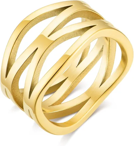 Zoesky Stainless Steel Rings for Women Gold Chunky Thumb Rings Multi Layer Statement Band Rings Fashion jewelry Comfort Fit Size 6-12