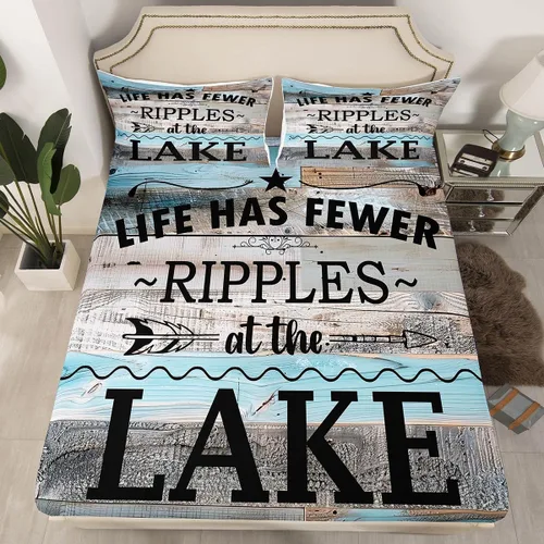 Miniatura 47 de Erosebridal Fishing Fitted Sheet Twin for Boys, Big Pike Fish Black Bed Sheets for Rustic Farmhouse Lake House Decor, Fishing Bedding Set Marine