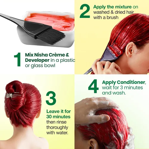 Miniatura 6 de Nisha - Tinte cremoso para el cabello (150 ml/cada) rojo llama, paquete de 1