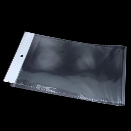Miniatura 2 de PABCK Paquete de 100 bolsas de embalaje transparentes autoadhesivas para cabello lacio con agujero para colgar, almacenamiento de pelucas, cuidado
