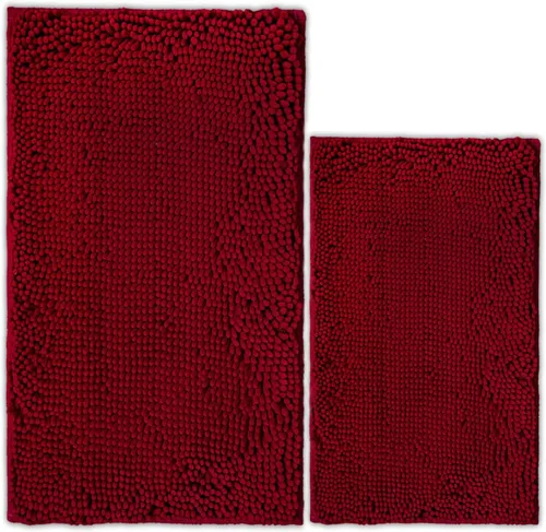 Miniatura 22 de Juego de 2 tapetes de baño de chenilla, superabsorbentes, con fuerte respaldo antideslizante de PVC, tapetes de baño para baño, peludos