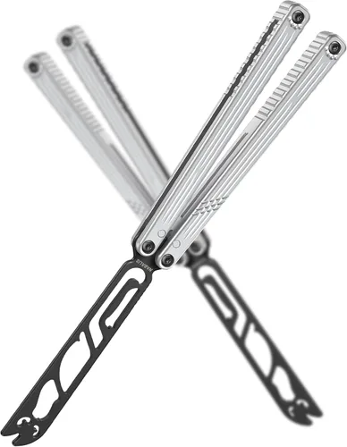 Miniatura 8 de Nabalis x Seongbae — Cuchillo de mariposa Balisong Cat Trainer, diseño de canal, recubierto de teflón, aluminio 7075, ligero, equilibrado y divertido