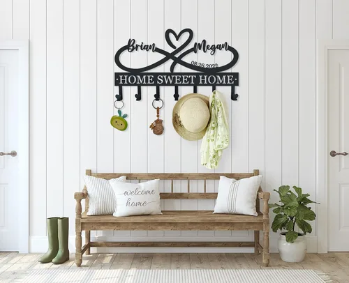 Miniatura 4 de Ganchos para llaves de corazón infinito de metal personalizados, estante para llaves con nombre personalizado, soporte para llaves de montaje
