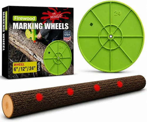 The Mingo Marker - Rueda de marcado de leña de 24 pulgadas, herramienta de medición de leña para motosierra, marca de 6, 12 y 24 pulgadas, marcador