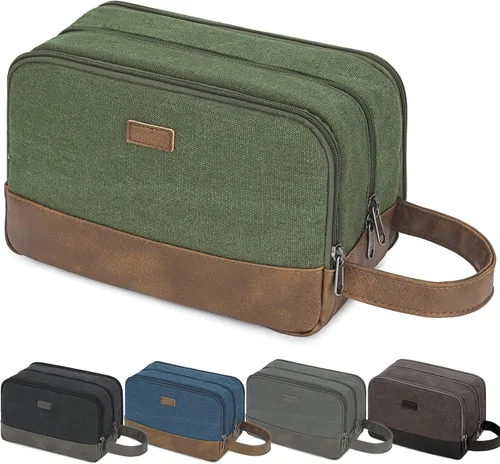 Miniatura 16 de WANDF Bolsa de Aseo de Viaje para Hombres Kit Dopp Grande Bolsa de Aseo y Afeitado Resistente al Agua Bolsa Colgante Accesorios de Viaje para Beige