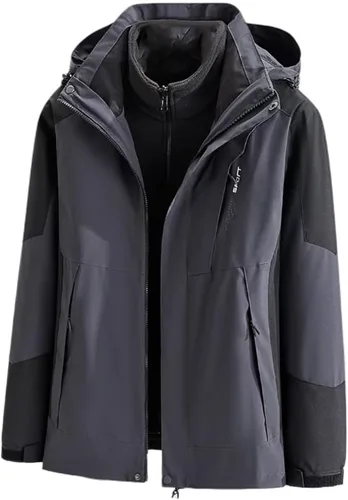 Miniatura 3 de Chaqueta impermeable 3 en 1 con capucha para hombre, chaqueta de esquí, chaqueta de nieve de invierno con forro polar cálido, resistente al viento