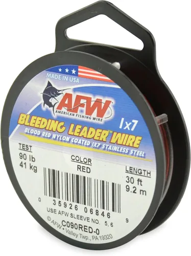 Alambre de pesca americano líder sangrante rojo sangre nylon recubierto 1x7 alambre líder de acero inoxidable