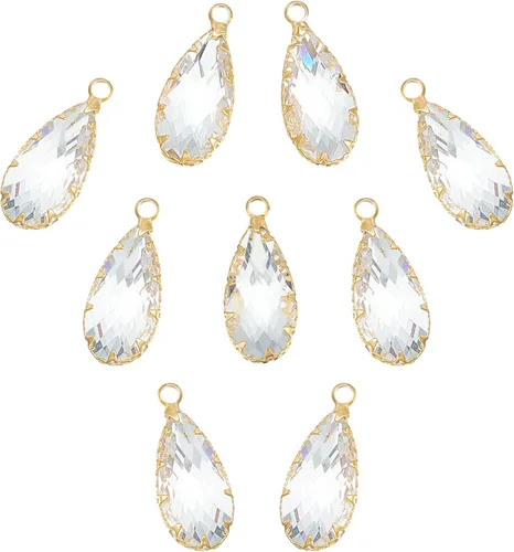Miniatura 7 de BENECREAT Colgantes de Cristal de Latón con Dijes, Dijes Facetados en Forma de Gota de Lágrima para Hacer Joyas Accesorios DIY, Latón, vidrio