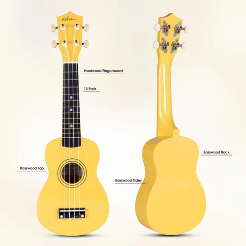 Miniatura 4 de ADM Ukelele para principiantes, kit de madera hawaiana para niños, adultos y estudiantes, pack profesional de ukalele con lecciones gratuitas, bolsa