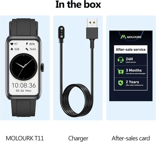 Miniatura 7 de MOLOUTRK T11 - Rastreador de actividad física con monitor de frecuencia cardíaca/sueño, más de 100 modos deportivos, relojes inteligentes