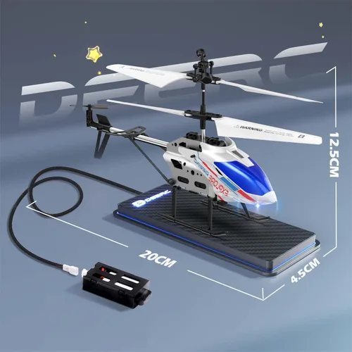 Miniatura 3 de DEERC Helicóptero de Control Remoto, Helicópteros RC de 3.5 Canales con Retención de Altitud y Giroscopio para Principiantes, 2 Carcasas, Luz LED