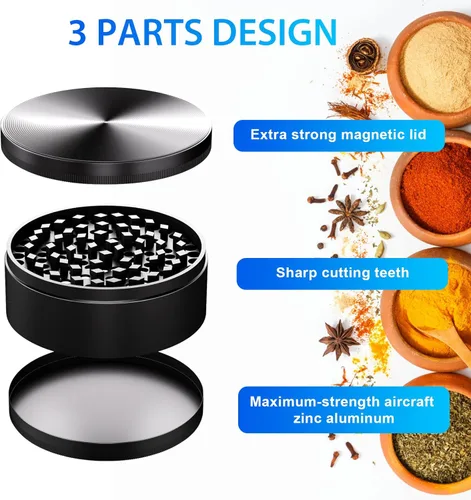 Miniatura 3 de Matoolser Molinillo de especias de 3 pulgadas para cocina (negro)