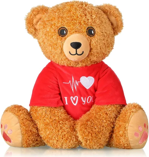 Chalyna Oso de peluche para el día de San Valentín, de 16 pulgadas, oso de peluche para novia, oso de peluche romántico para regalos de cumpleaños,