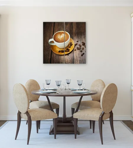 Miniatura 6 de Lienzo decorativo para pared, juego de 2 piezas, impresiones decorativas con múltiples paneles divididos, imagen de café latte de 24 x 24 pulgadas