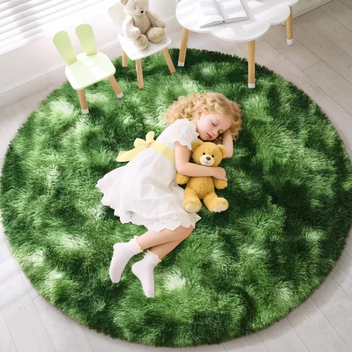 Miniatura 166 de EVOIONOS - Alfombra redonda gris para dormitorio, 5x5 pies; alfombras circulares suaves y esponjosas para sala de estar, alfombras de felpa peludas