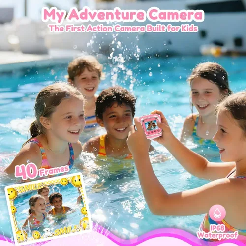Miniatura 8 de PROGRACE Cámara impermeable para niños - Cumpleaños para niñas de 3 a 12 años, cámara de video HD 1080P submarina para niños, juguetes para piscina