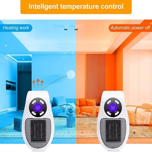 Miniatura 7 de Mini calentador de espacio de 450 W con detección de temperatura, toma de pared remota, calentador de espacio eléctrico como se ve en la televisión