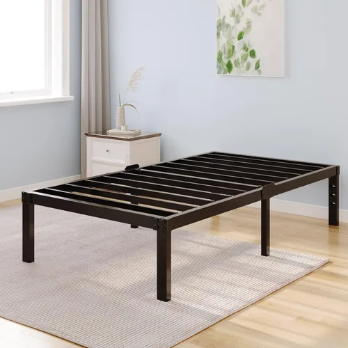 Miniatura 12 de Marco de cama con plataforma tamaño Queen con cabecero y almacenamiento, compatible con colchones de 14 pulgadas de alto, estructura metálica, sin