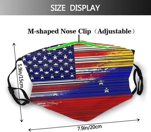 Miniatura 2 de Máscara de la bandera de Venezuela de Estados Unidos protege el sistema respiratorio respiratorio respiratorio con tranquilidad negro, Negro