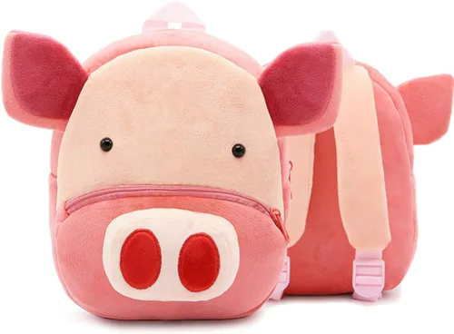 Ladyzone Mochila para niños pequeños con diseño de animales del zoológico, bonita bolsa de felpa de dibujos animados de 10 pulgadas para niños y