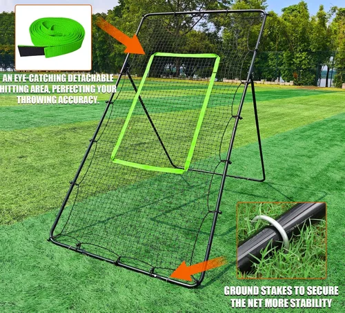 Miniatura 7 de 4x7ft Adjustable Volleyball Rebounder with Volleyball and Bag for Practice Complete Set 5 Adjustable Angles Large Practice Area Multi