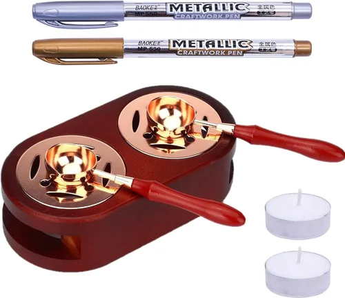 Miniatura 8 de SWANGSA Kit de calentador de sellado de cera, herramienta de horno de cera de sellado con 2 bolígrafos de sellado de cera + cuchara de sellado