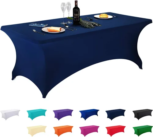 Miniatura 85 de LZY Cubierta de Mesa Elástica Ajustable de Spandex para Mesa Plegable de 6 pies, 4 pies o 8 pies, Mantel de Cóctel Rectangular, Perfecto para Champn