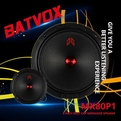 Miniatura 6 de MX80P1 Altavoz de Rango Medio de 8 Pulgadas 480 Vatios 4 Ohmios Tapa Antipolvo Naranja, Altavoces de Audio de Calidad Premium para Puerta
