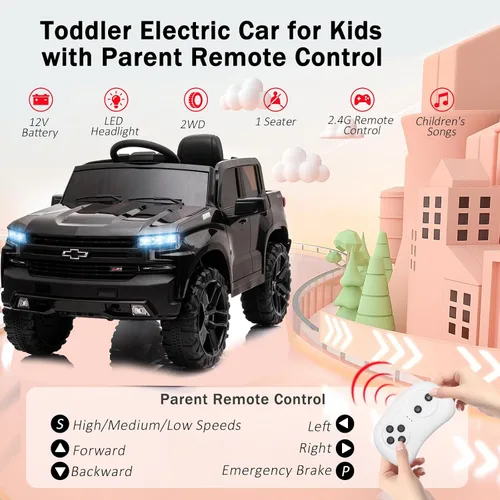 Miniatura 3 de Vehículos eléctricos para niños con batería de 12 V, 4 ruedas eléctricas, autos de juguete para niños de 1-3-5-8 años para conducir con control Negro