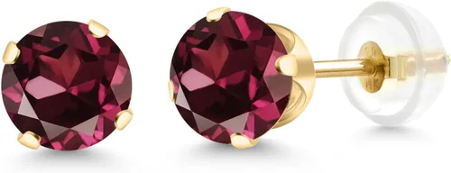 Miniatura 181 de Gem Stone King Aretes solitarios con piedra natal de oro de 14 quilates Redondos de 0.236 in Aretes de oro para mujeres y hombres