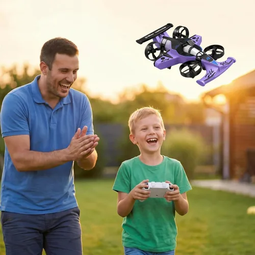 Miniatura 2 de Juguete de coche y avión volador a control remoto, juguetes para niños y niñas, dron helicóptero estilo jet con capacidad de giro de 360°, aviones