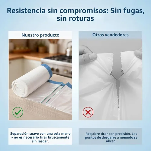 Miniatura 2 de Bolsas de basura de 6 galones con cordón de 1.1 mil, 120 bolsas de basura medianas, 22.5 litros de plástico fuerte sin perfume, bolsas gruesas