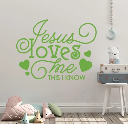 Miniatura 12 de 30 x 24 pulgadas Jesús me ama esto sé corazón lindo para la Biblia Tells Me So Song Niños calcomanía de pared mural arte decoración del hogar
