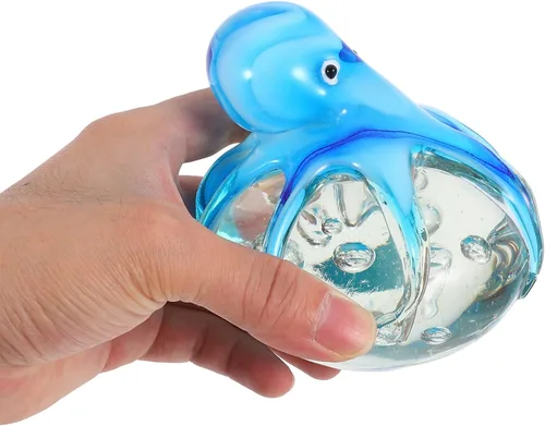 Miniatura 6 de Figura de pulpo de vidrio: Pulpo de vidrio soplado a mano Artesanías de pisapapeles Escultura de animales marinos para pecera Decoración del hogar