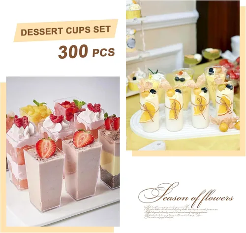 Miniatura 4 de mwellewm 150 paquetes de mini tazas de postre con cucharas, tazas de postre de plástico transparente de 3oz para postres tipo parfait para fiestas