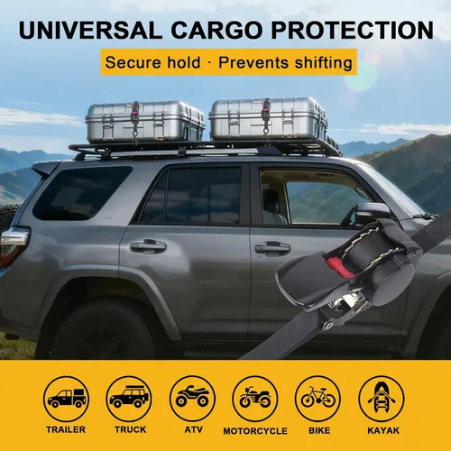 Miniatura 6 de Ayaport Correas de trinquete retráctiles de 1 pulgada x 12.5 pies – Correas de trinquete resistentes de 1200 libras de resistencia a la rotura