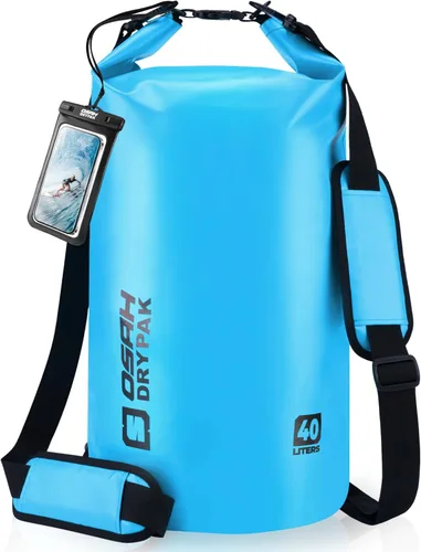 Miniatura 35 de Bolsa seca impermeable, 5L/10L/20L/30L/40L Mochila de almacenamiento ligera con funda para teléfono para mujeres y hombres, saco impermeable Gris