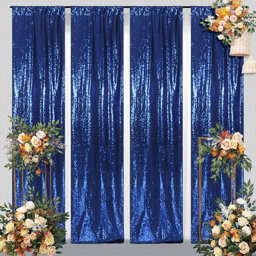 Miniatura 11 de Juya Delight 2 cortinas de lentejuelas doradas de 2 x 8 pies, telón de fondo de fotos con purpurina para fiestas, cumpleaños, bodas, decoración