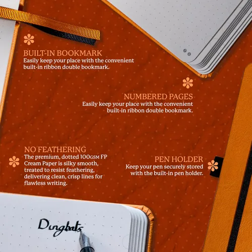 Miniatura 3 de Dingbats* Cuaderno de escritura con puntos de la Tierra A5 - Tapa dura de cuero vegano - Ideal para el trabajo, viajes - Incluye bolsillo, cierre